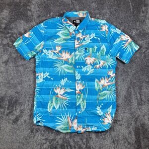 Rip Curl Mens Blue Bird of Paradise Tropical Floral Slim Fit Button Up Shirt M